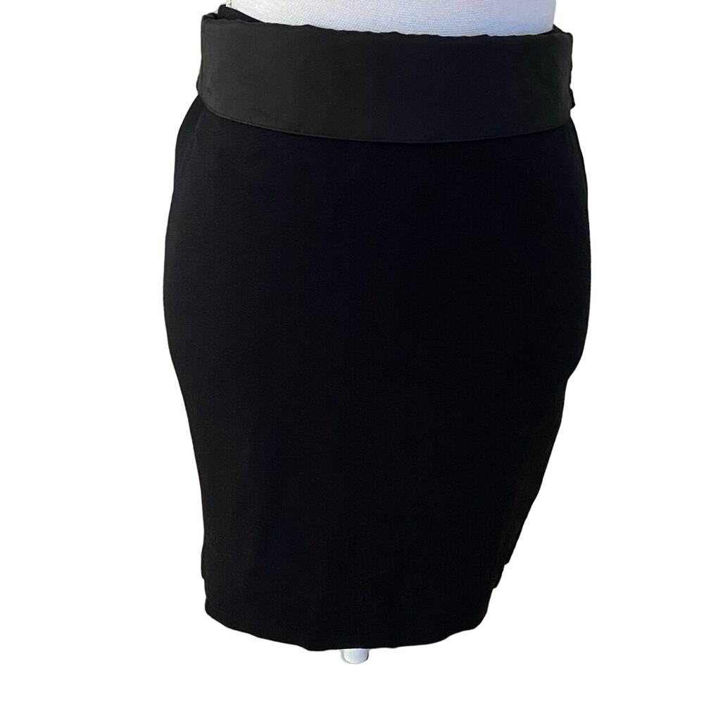 Sonia Rykiel Paris 36 US 4 Small S Black Mini Skirt Satin Waistband Tie Bow FLAW
